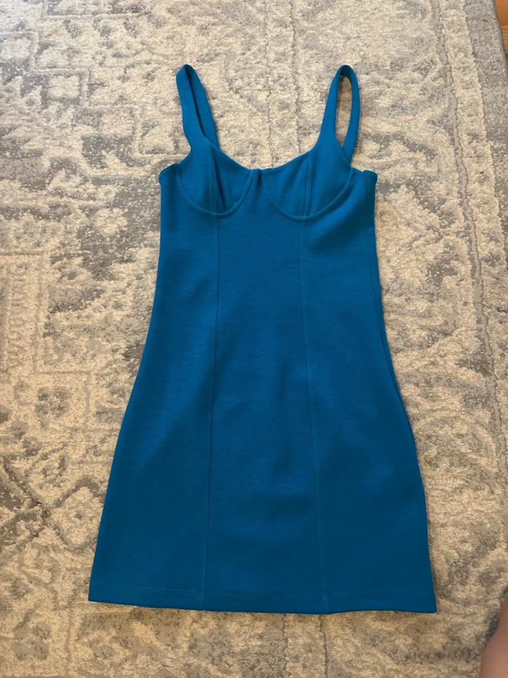 Zara sleek Teal Bodycon Mini Dress small